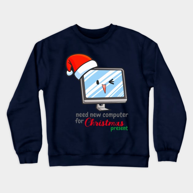 New cute christmas computer for present Crewneck Sweatshirt by Jocularity Art